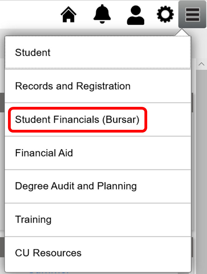 Student Financials (Bursar) Menu