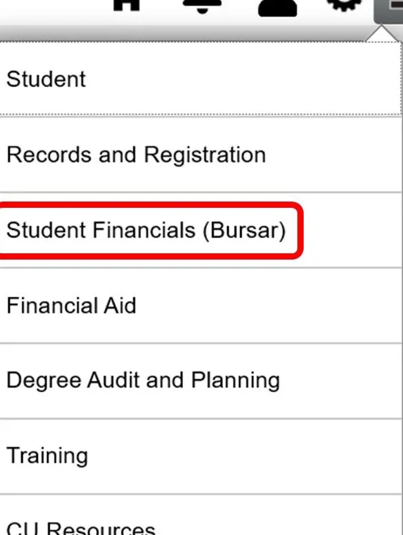 Picture of Student Financials option in UCCS Portal